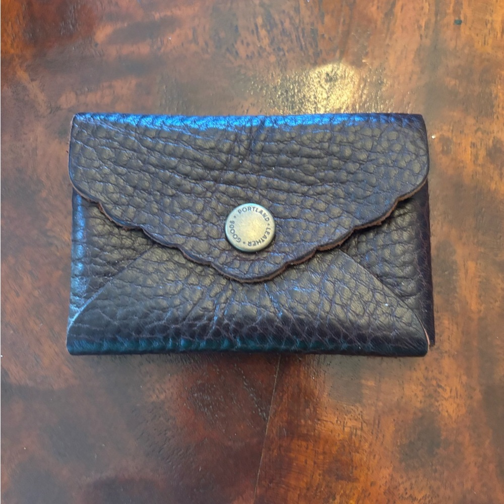 Portland Leather Mini Daisy Wallet, very dark brown